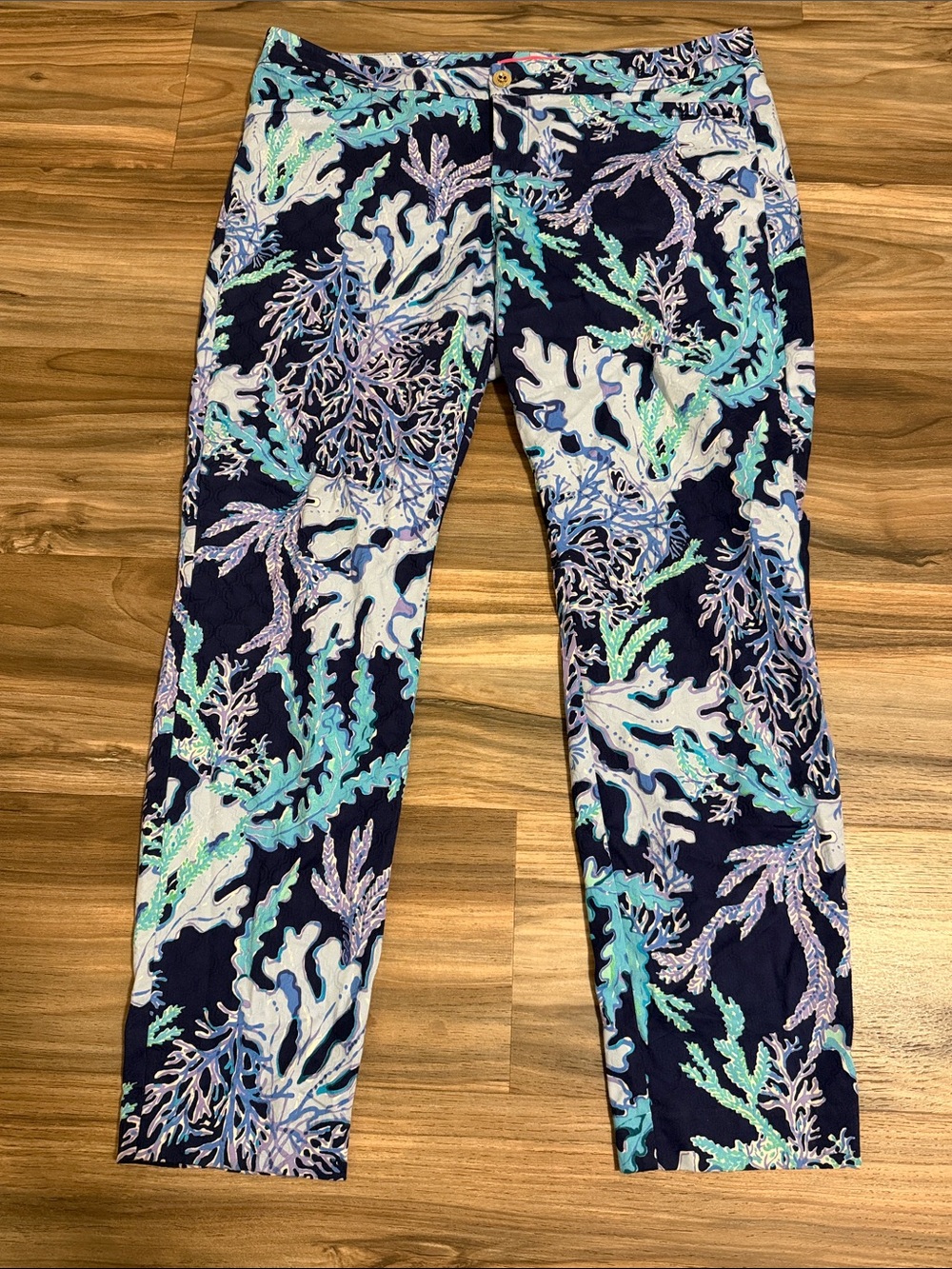 Lilly Pulitzer Kelly High Rise Skinny Ankle Pants DEEP INDIGO SWISH & SWAY Sz 14
